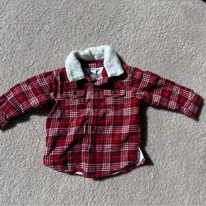 Cozy Red Plaid infant/baby jacket 9M brand is Carters